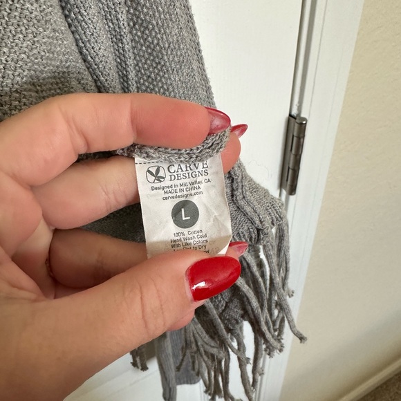 Grey Carve Designs Cropped Cardigan with Fringe - Picture 3 of 4